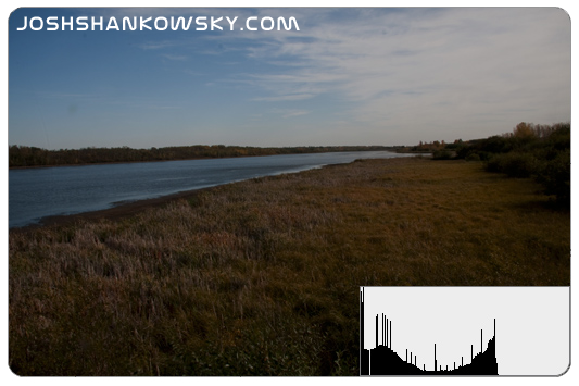 Photo that is under exposed with histogram in corner