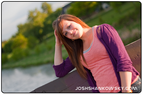 Model poses on bridge